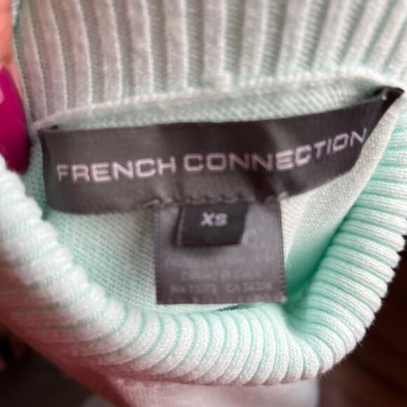 French Connection Women’s Mint Green Turtleneck Sweater XS Preppy Minimalist - Picture 4 of 4
